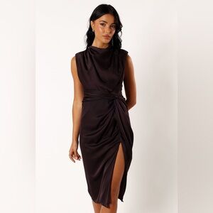 Petal & Pup Dina Black Coffee Midi Dress